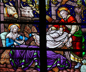 Fototapeta premium Nativity Scene Stained Glass