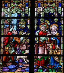 Joseph and Maria refused at a Bethlehem tavern at Christmas