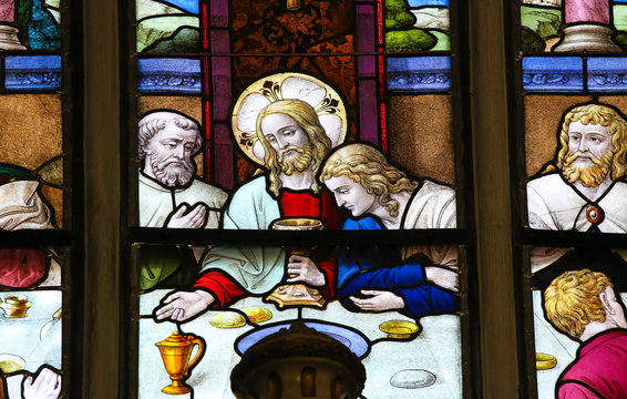 Jesus at Last Supper on Maundy Thursday - Stained Glass