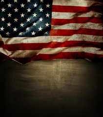 American flag on grunge background