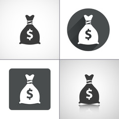 Money bag icons. Set elements for design