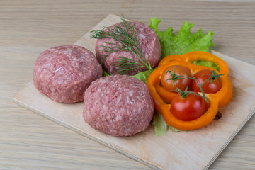 Raw burger cutlet
