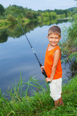 Boy fishing.