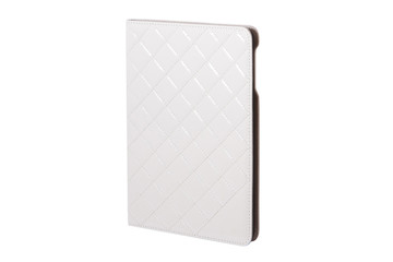 White closed  tablet case on white background