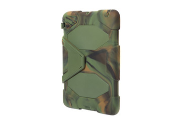 Tablet computer in a military case. khaki