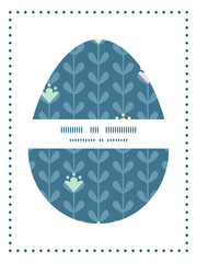 Vector blloming vines stripes Easter egg sillhouette frame card