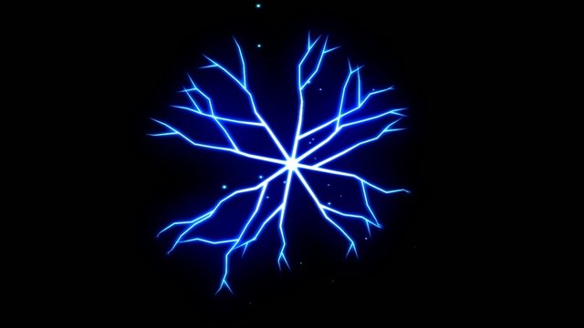 Abstract Lightning Circle, Growing Branches - Blue