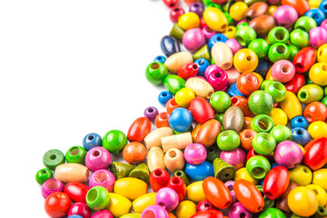 Fototapeta na wymiar Colorful wooden beads on white background