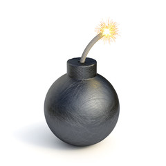 Black bomb isolated on white background