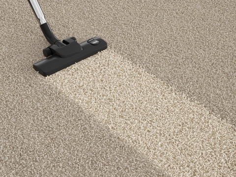 Vacuum Cleaner Hoover On Dirty Carpet. House Cleaning Concept