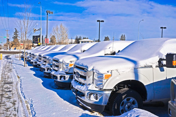 Dealershio parking lot in winter