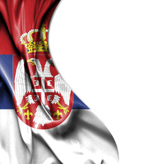 Serbia waving satin flag isolated on white background