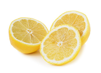 Naklejka na ściany i meble Fresh lemon slices on white background