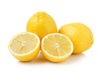 Fresh lemon on white background
