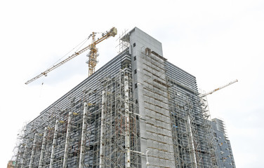 Glass building under construction