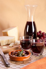 Red wine and cheese.