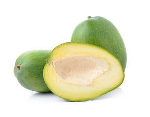 green mango on white background