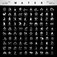 Water And Drop Icons Set - Isolated On Black Background - Vector Illustration, Graphic Design Editable For Your Design