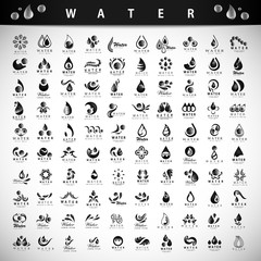 Fototapeta premium Water And Drop Icons Set - Isolated On Gray Background