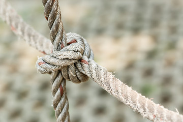 Old fishing boat rope with a Tied Knot