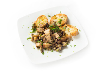 Stufato di lardo e funghi