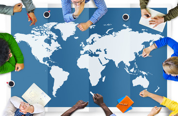 World Global Business Cartography Globalization International - obrazy, fototapety, plakaty