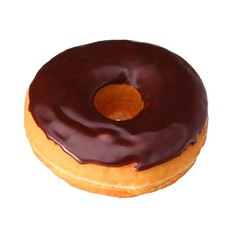 Donut with chocolate glazing isolated on white