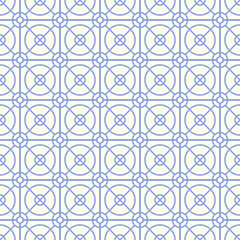 Blue Circle and Square and Hexagon Seamless Pattern