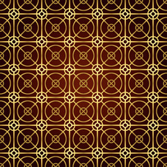 Gold Circle and Square and Hexagon Seamless Pattern