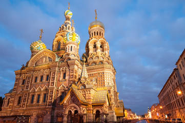 Fototapeta na wymiar Famous Church on Spilt Blood in St Petersburg, Russia