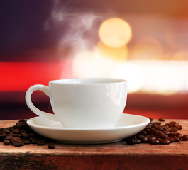Coffee cup with outdoor background