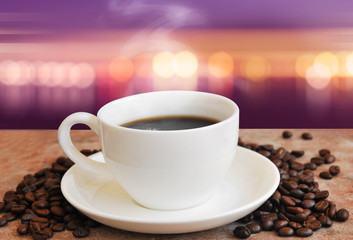 Coffee cup with outdoor background