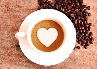 Coffee cup in love concept