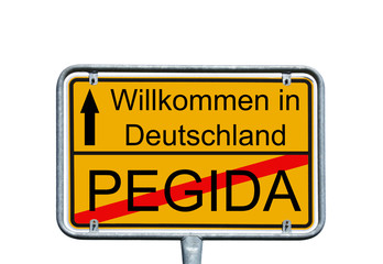 Fototapeta premium Schild mit den Worten Deutschland und Pegida