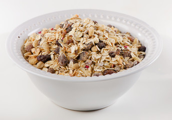 Healthy muesli for breakfast in a bowl