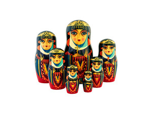Babushka traditional Russian dolls on white