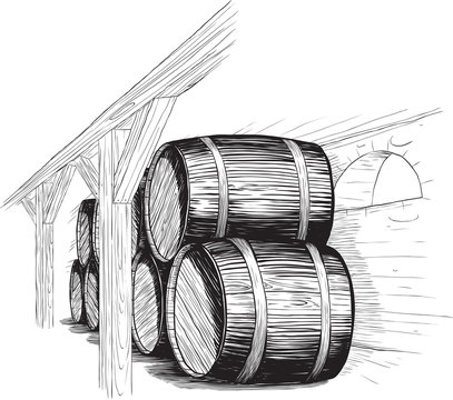 recommend clip art: wine cellar with barrels