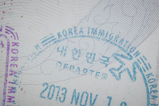 admitted stamp of Korea Visa for immigration travel concept