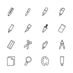 Stationery and Painting tools icons