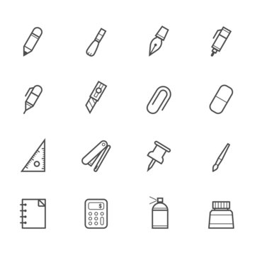 Stationery and Painting tools icons