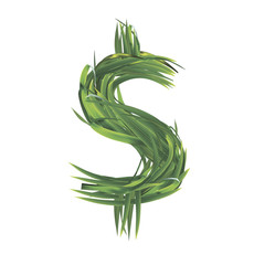 Dollar sign from grass. Vector illustration