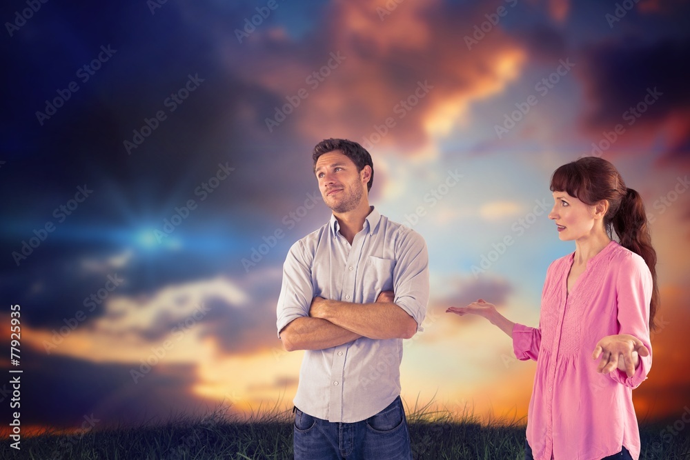 Poster composite image of woman arguing with uncaring man