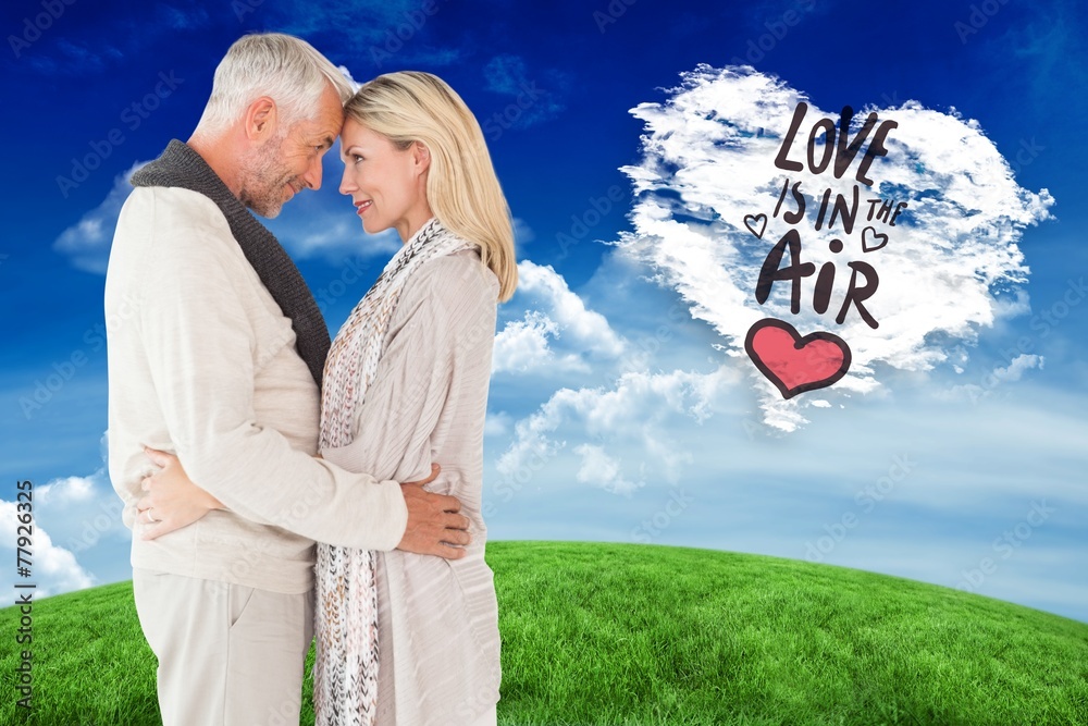 Aufkleber composite image of happy couple standing and hugging