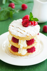 Millefeuille with strawberries and cream.