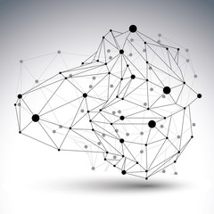Abstract deformed vector black and white lattice figure, chaotic