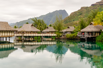 Fototapeta na wymiar Overwater Bungalows, French Polynesia