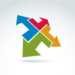 Vector abstract 3D icon with four arrow, abstract symbol, design