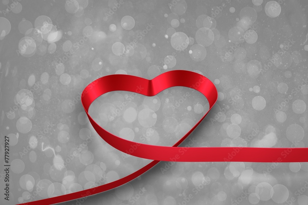 Poster large red ribbon in a heart shape