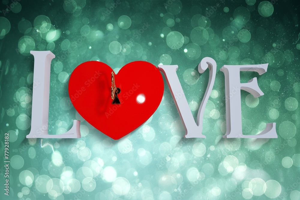 Poster composite image of love with lock and key