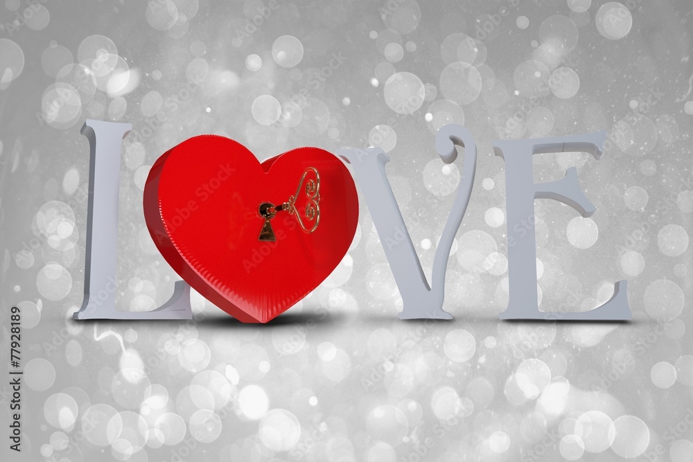 Poster composite image of love with lock and key